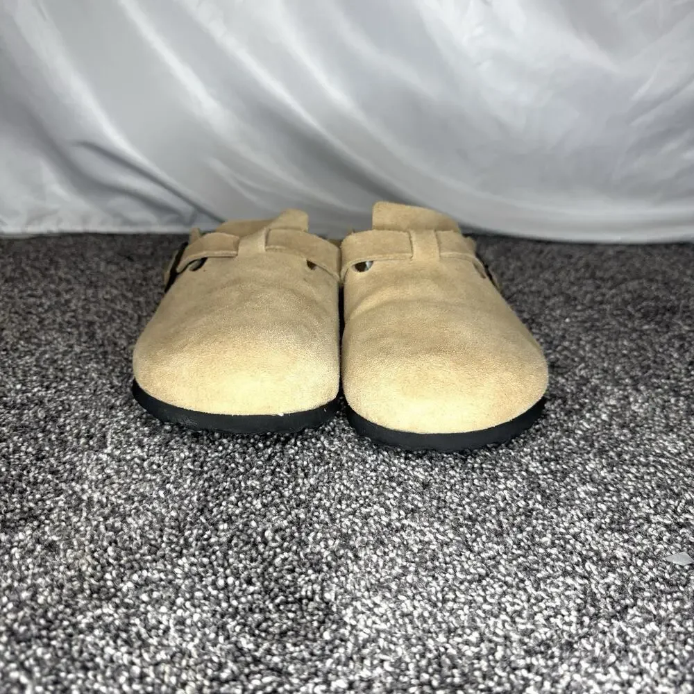 Birkenstock Boston Taupe Suede Clogs Mens 45 US 12 Regular Wide Fit Slip On Mule